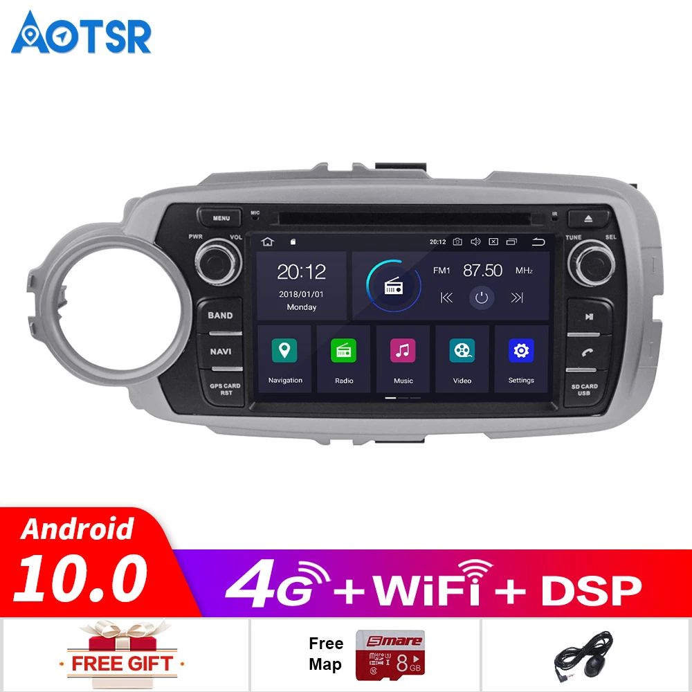 Android 10,0 стерео для Toyota Yaris 2012 2013 Авто Радио FM DVD видео gps навигация WiFi камера заднего вида