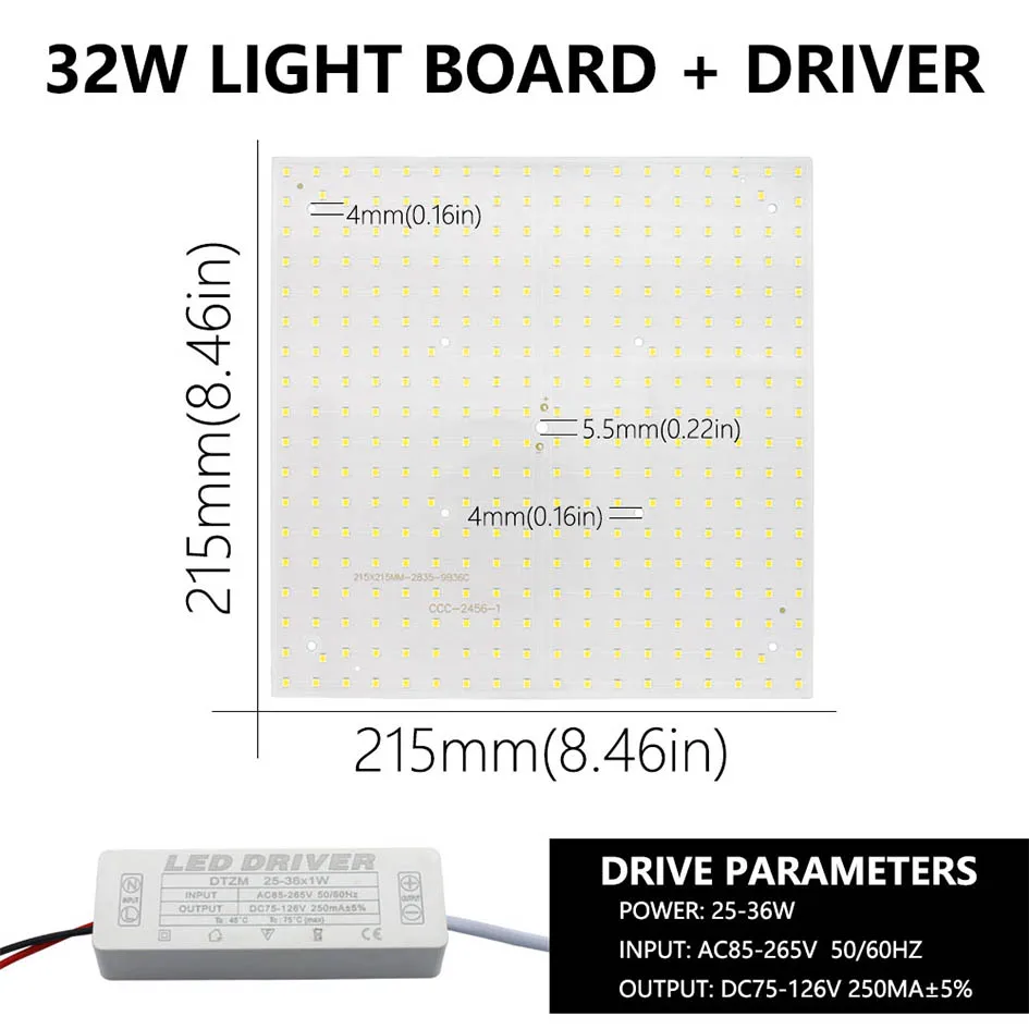 Description Picture 5 of item10W 15W 22W 32W LED Lamp Bead Diode 250mA KIT Panel Light LED Square Ceiling Board Lamp Board Cold And Warm White LED Source DIY