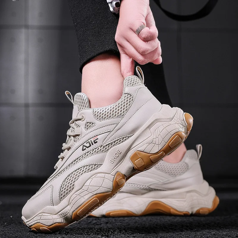 

Spring New Style Men's Trendy Shoes Casual Versatile Thick Bottomed Extra High Old Man Shoes Korean-style Trend Stone Bottom Ath