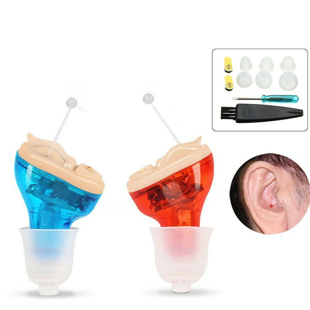 left and right Mini Hearing Aid Invisible Wireless Sound Ear Amplifier Adjustable Digital Hearing Aids for Ealderly Deaf Ear Care - Цвет: left and right