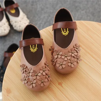 

Genuine Leather Kids Toddler Flower Children Girls Wedding Party Dress Princess Leather Shoes For Teens Girls Dance Shoes