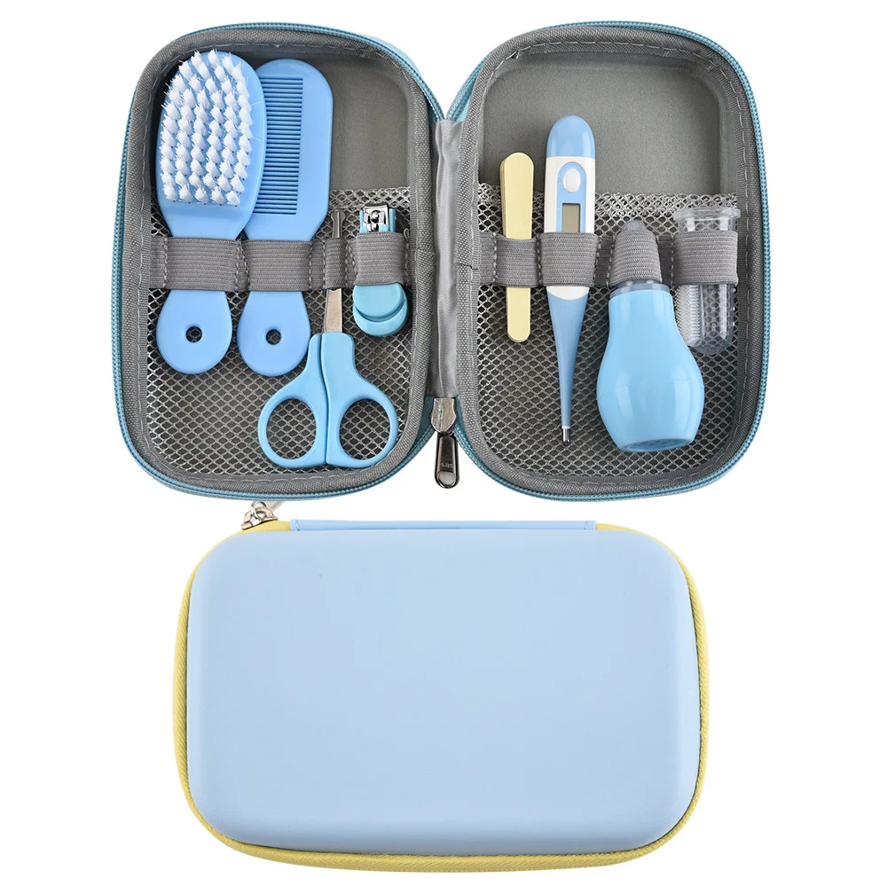 

8pcs/Set Baby Health Care Kit Newborn Nail Kit Grooming Brush Thermometer Clipper Scissor Multifunction Kids Toiletries Kit Baby