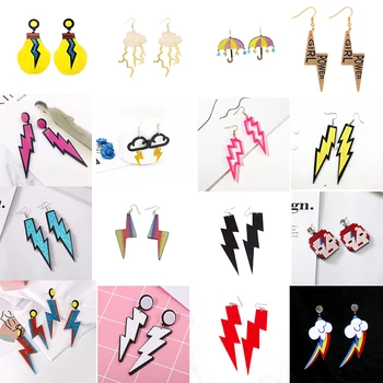 

Lightning Acrylic Earrings For Women Punk Long Exaggeated Geometric Pendant Drop Earrings Night Club Hip Hop Jewelry