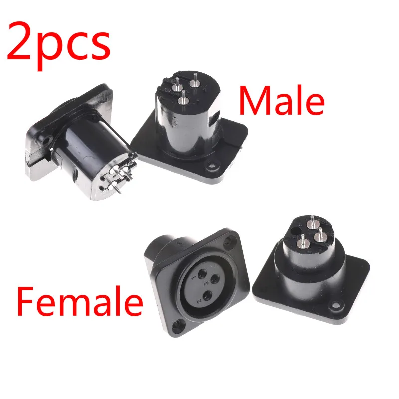 

2PCS XLR Plug&Socket 3Pin XLR Male Plug&Female Socket Panel Mount Chassis 3Pins Square Shape XLR Connector Adapter