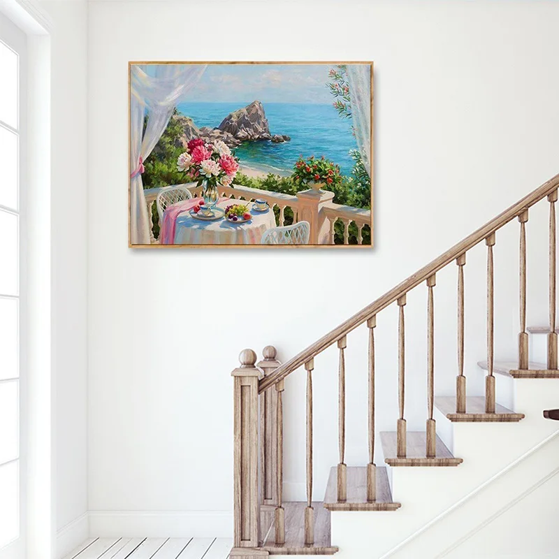 

Full Drill Square Diamond Painting Landscape 5D DIY Diamond Embroidery Flowers Home Decoration Sea Picture Of Rhinestone