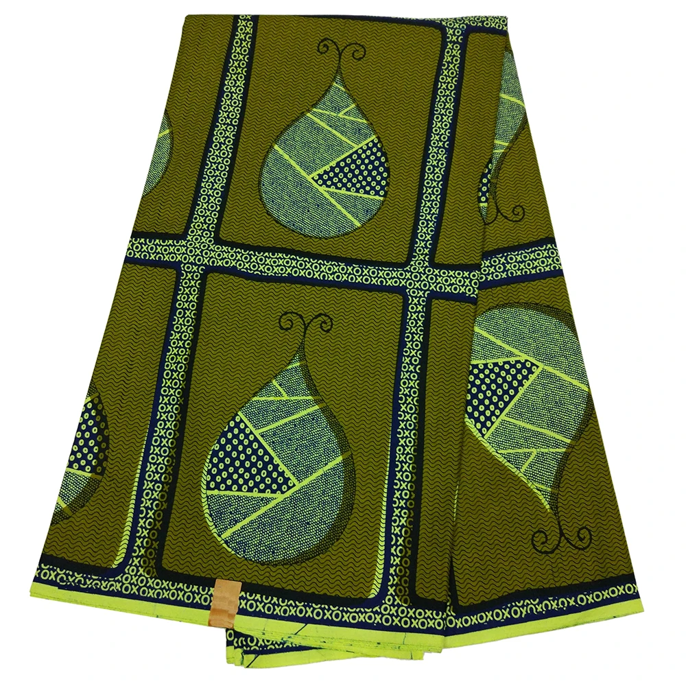 Африканская ткань с принтом высокого качества швейный материал хлопок настоящий голландский воск Зеленая Ткань 6 ярдов для вечерние платья