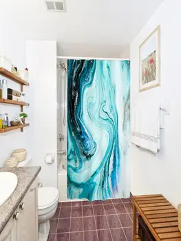 

New Style Shower Curtain Marble Pattern Polyester Waterproof Shower Curtain Bathroom Set With 12 Free Hooks Rideau De Douche