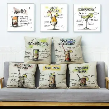 

Bar Drink Cocktail lemon Tea Print Cushion Cover Pillows Covers Sofa Home Decor