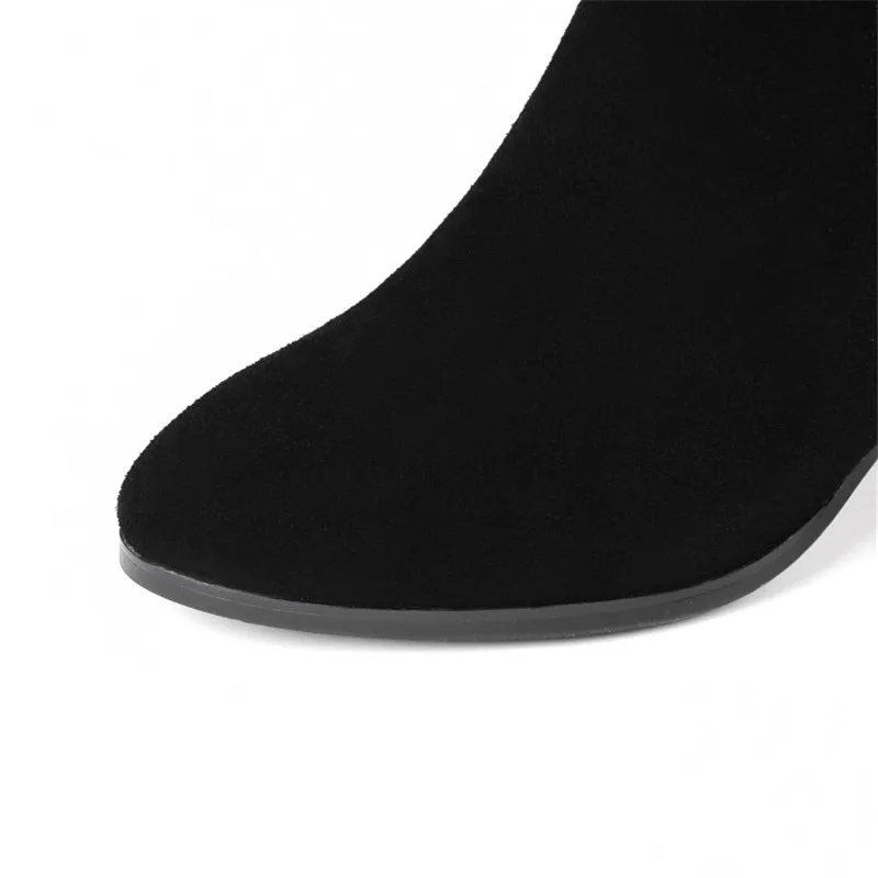 MORAZORA/ г., лидер продаж, зимние женские ботинки модная женская обувь на высоком толстом каблуке с круглым носком однотонные высококачественные ботфорты