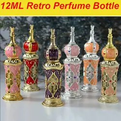 1 Pcs 12mL Arabian Style Antiqued Metal Arabian Style Essential Oil Bottles RefillablePerfume Bottles Decoration Gifts