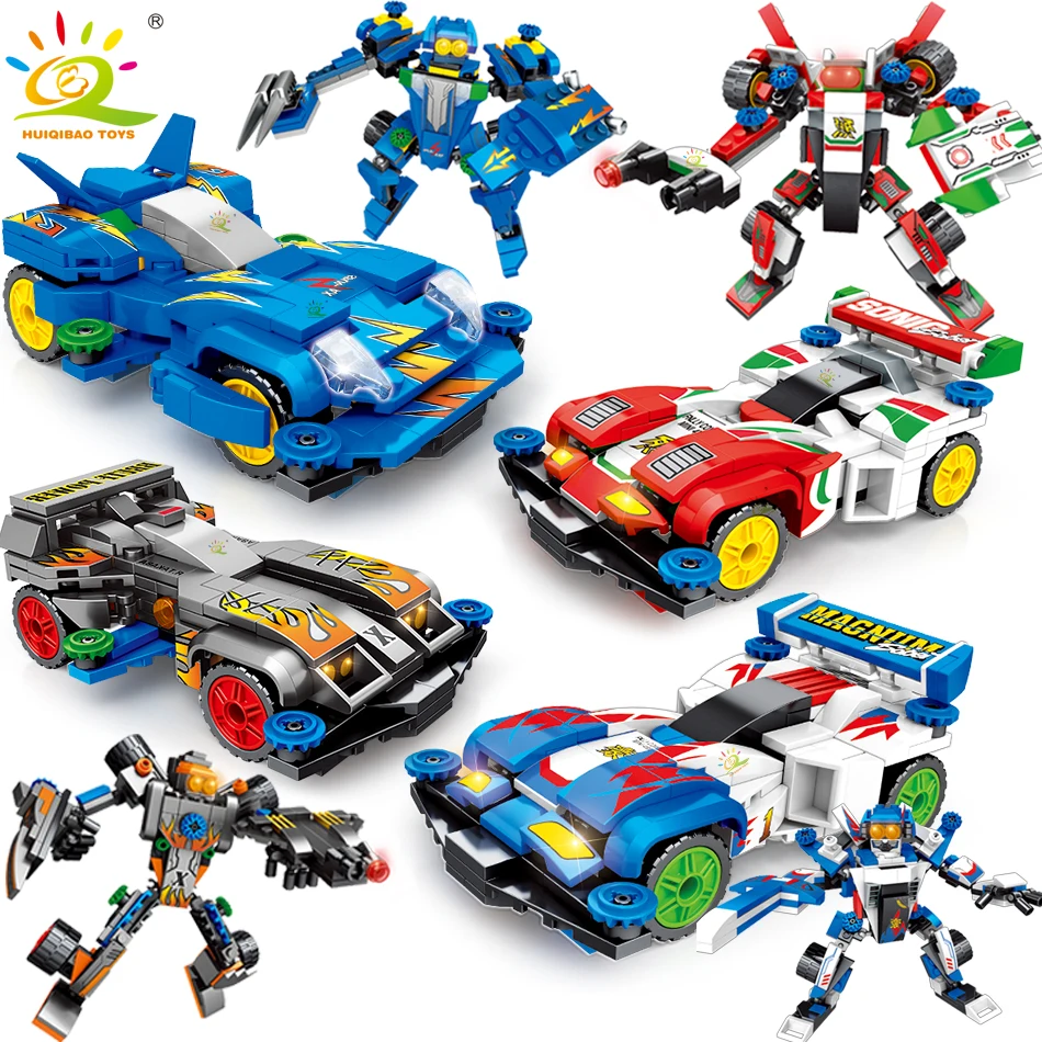 

4pcs City Deformation Autobot building Block Legoing Speed Champions Racing Sport Car robot Bricks Construction Toy For Children