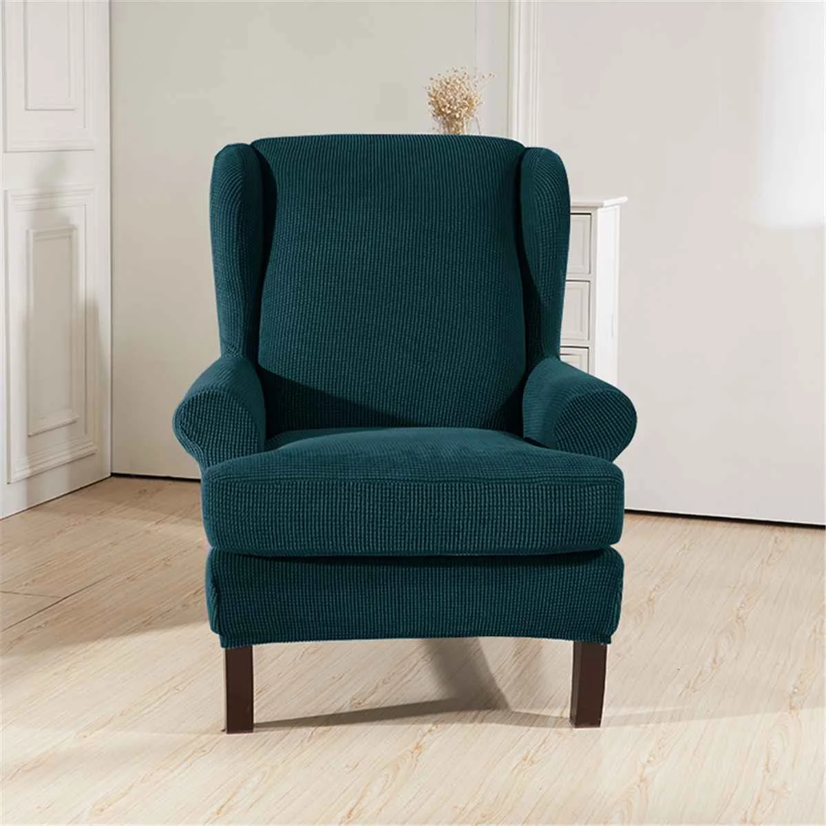 Синий Наклонные ручки King Back эластичные чехлы на кресла кресло Wingback кресло крыло задняя крышка стула стрейч протектор SlipCover протектор - Цвет: Синий