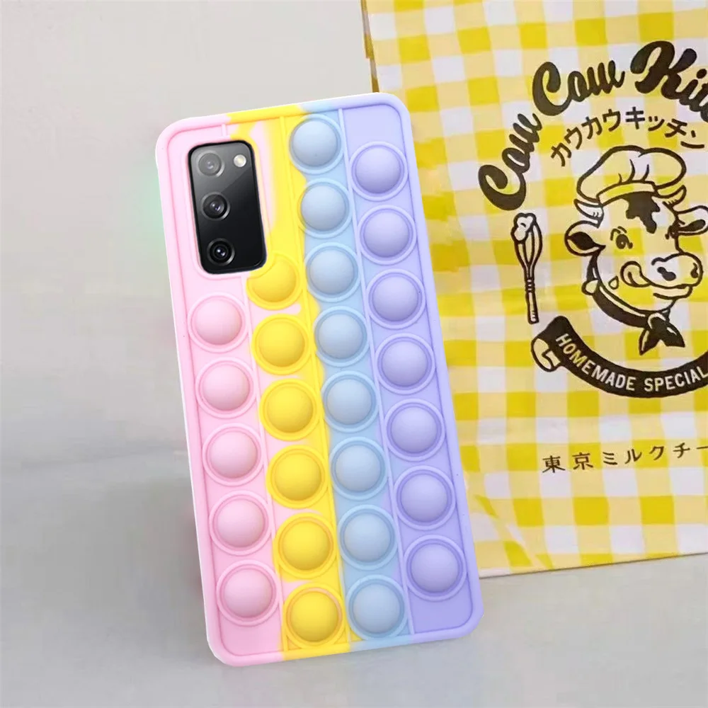 samsung silicone A32 A12 A11 A21 Push Bubble Pop Fidget Toy Phone Case Soft Cover for Samsung S10 Plus S20 A70 A50 A51 A71 A31 Stress Reliver Toy samsung cute phone cover Cases For Samsung