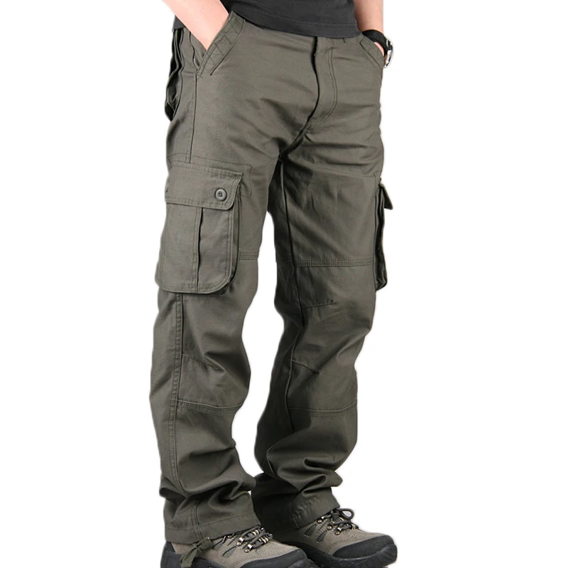 Для мужчин мужские брюки-карго Повседневное многокарманный военный Большие размеры мужские брюки, тактические; Верхняя одежда в армейском прямые брюки длинные брюки