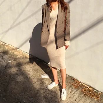 

Spring 2020 new suit jacket with plaid pattern for women