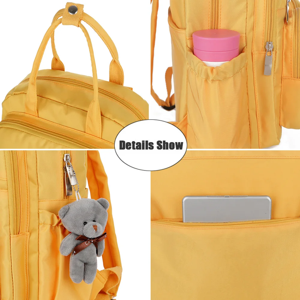 Женский рюкзак, модный, водонепроницаемый, нейлоновая ручка, Одноцветный, много карманов, для путешествий, на молнии, Mochila Feminina Sac A Dos, школьные сумки