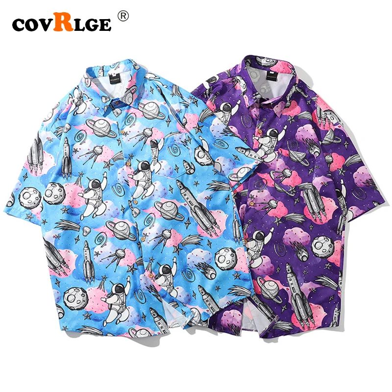 

Mens Streetwear Vintage Ethnic Printing Hawaiian Shirts Retro Patchwork Loose Short Sleeve Stand Collar Casual Shirt Plus MCS122