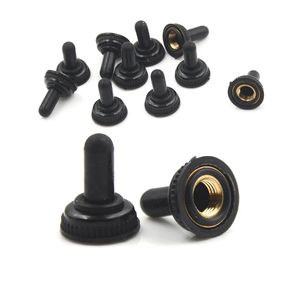 10PCS Black Toggle Switch Rubber Cover Waterproof Caps Home Tools Accessories 6mm
