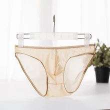 

Men's Sexy See-through Silk Briefs Mesh Sheer Pouch Stretchy Seamless Panties Thongs Underwear transparent panties
