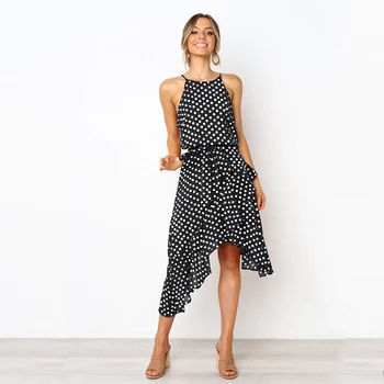 

Polka Dot Backless Ruffle Vestido Festa Sexy Club Blue Midi Vestidos Verano 2019 Mujer Summer Women Dress Streetwear Sundress