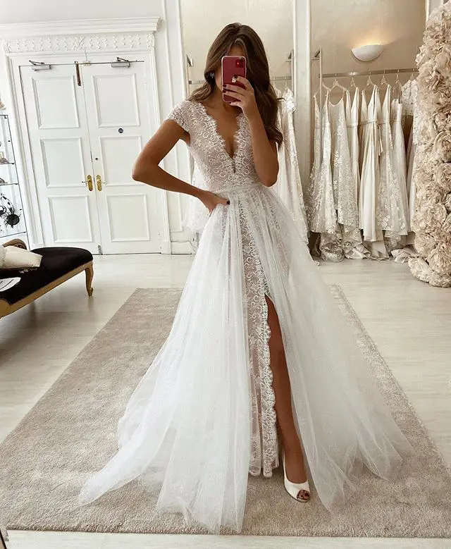 mermaid wedding dress with slit