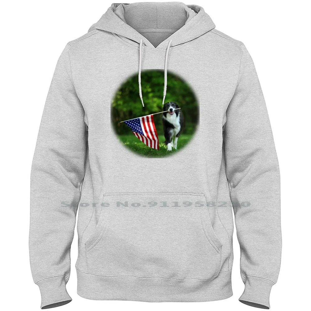 Happy Border Collie Carry Felpa Con Cappuccio Maglione Cotton Border Collie Patriot Collie Border Ollie Carry Ying Riot July Flag Yin Pet