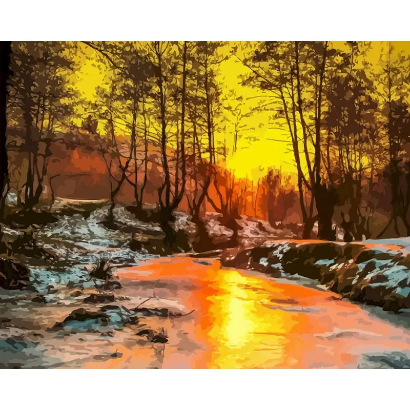 2455冬季河流日落