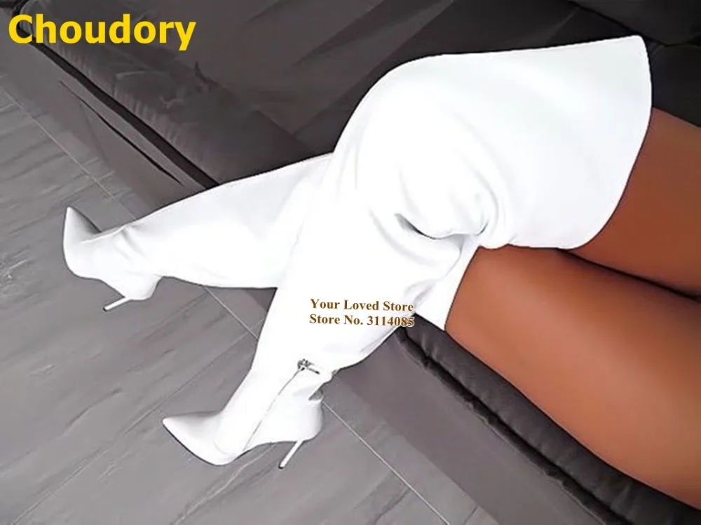 羊皮细高跟尖头过膝长靴粗筒 (9)