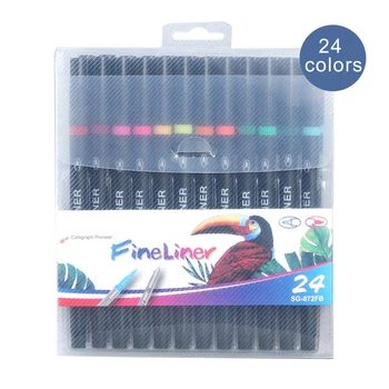 

12pcs 24pcs Fiber Nib Coloring Stationery Marker Soft Brush Drawing Liner Smooth Writting Fineliner Pen Multicolor Double Headed