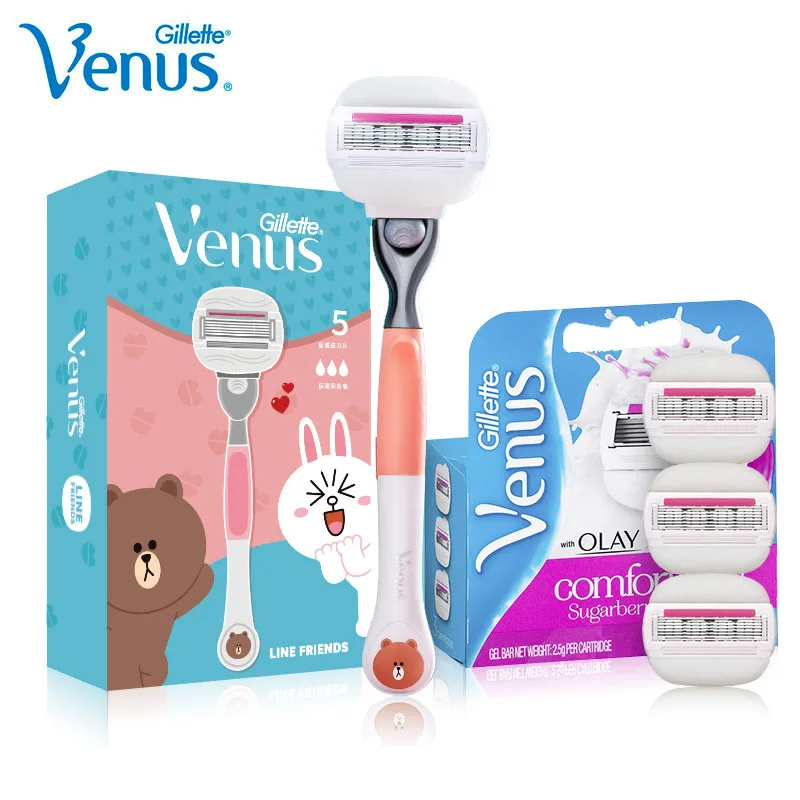 Gillette Venus Women Razor Blade 5 Layers Ultra Thin Sharpener Shaving with Scented Gel Bar Safety Lady Hair Removal | Красота и