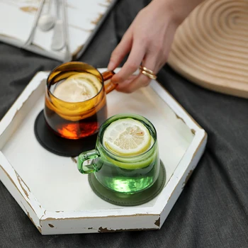 

SWEETGO Glass coffee cups green/blue/white/orange decorating cup 8cm for drinking juice coffee tea Drinking utensils