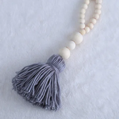 Grey tassel ball 2 м ручная работа 30 шт. Макарон цветные шарики украшение с шариками детский тент комната деревянный вышитый бисером кулон декоративная настенная вешалка B1800 - Цвет: Grey tassel ball