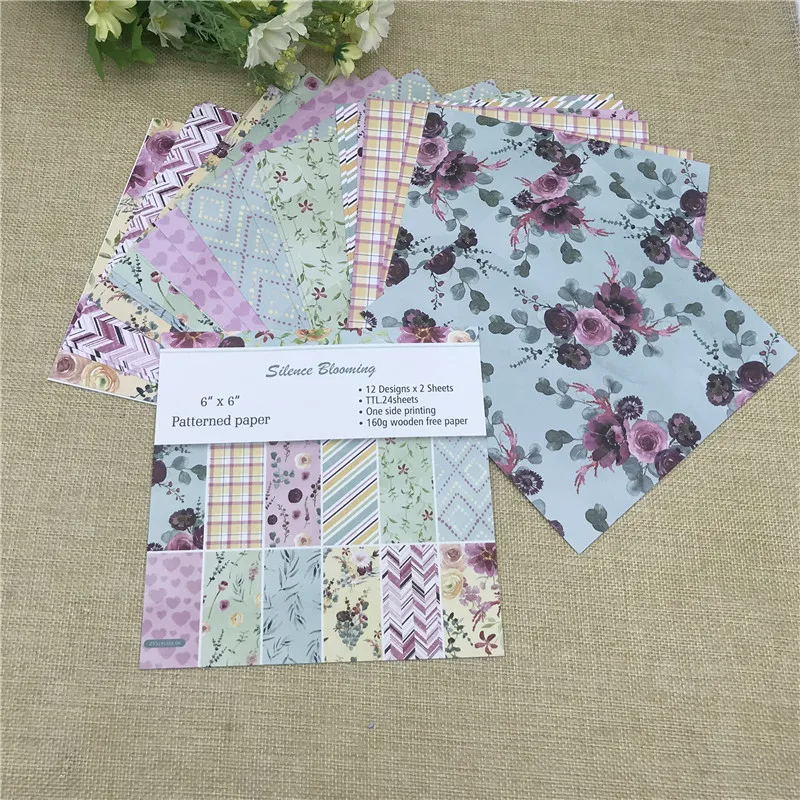 24 sheet 6&quotX6&quotLovely Silence Blooming flower patterned paper Scrapbooking pack handmade craft Background pad | Дом и сад