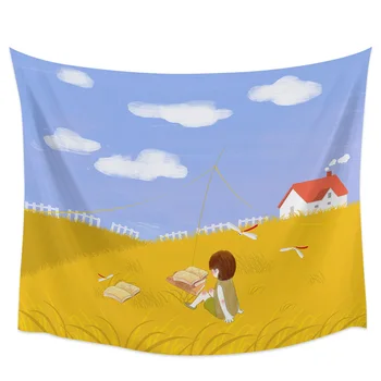 

Little Fresh Girl Reading Book Tapestry Wall Hanging Home Wall Decor Bedroom Tapestry Yoga Mat Picnic Mat