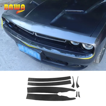 

BAWA Soft Carbon Fiber Stickers Car Front Grille Headlight Lower Panel Decorative Strip Accessories For Dodge Challenger 2015+