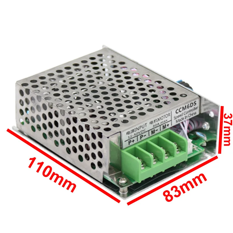 12-50 в ШИМ контроллер скорости двигателя постоянного тока 12V24V36V48V контроль скорости с обратным переключателем 30A металлический корпус максимум 1500 Вт
