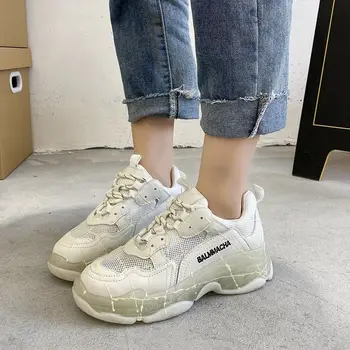 

2020 summer Women Fluorescent Sneakers Luminous Breathable Fashion Mesh Round Walking Shoes Casual Shoes