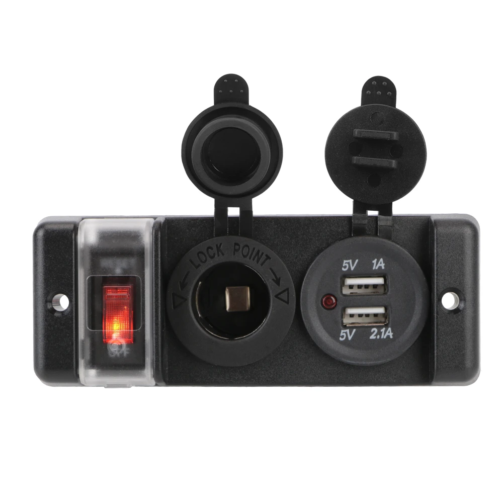2 1a 1aデュアルusbソケット充電器12v Ledインジケータ シガーライターソケット車の事前有線ブレーカーのスイッチパネル Car Switches Relays Aliexpress