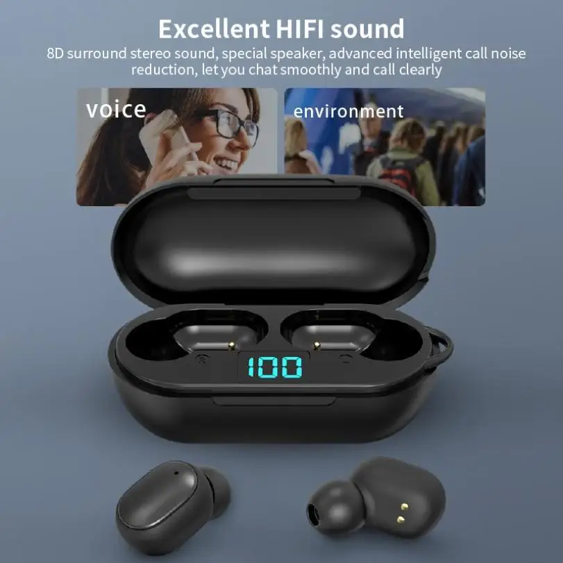 TWS Bluetooth Earphone V5 0 Stereo Mini Wireless Earbuds LED Display Wireless Waterproof Headset With Dual Mic Phone Holder