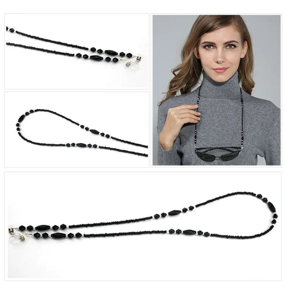 

Women Fashion Eyeglass Chains Black Acrylic Beads Chains Anti-slip Eyewear Cord Holder Neck Strap Reading Glasses Rope