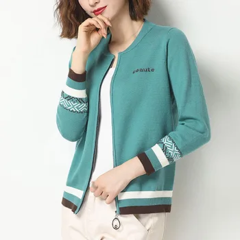 

Autumn Spring Women Causal Elegant Casual Wild Zipper Short Style Knitted Cardigan Jacket 2020 New Hot Sales