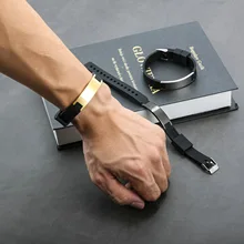 Мужские крутые ювелирные аксессуары браслет из нержавеющей стали силиконовый магнитный терапевтический браслет Мужская энергия на заказ Выгравированный подарок