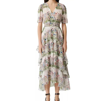 

woman floral dress runway summer long dresses 2020