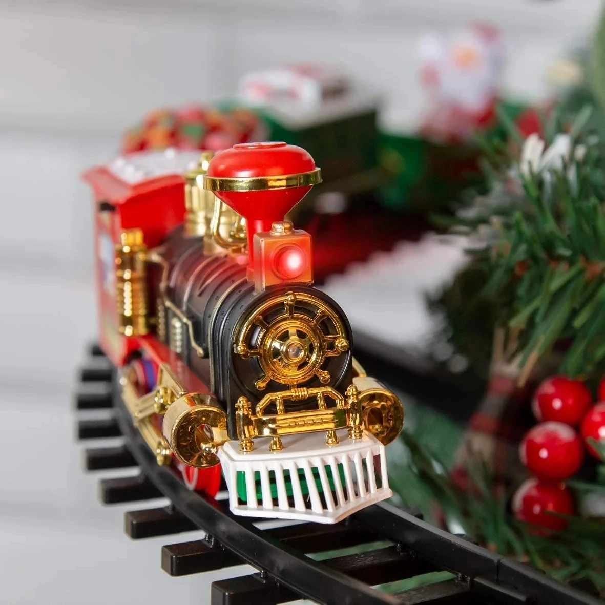 Juego de tren eléctrico de Navidad 2022, se conecta a tu árbol, sonidos y luces realistas, juguete de regalo de con pilas - AliExpress jardín