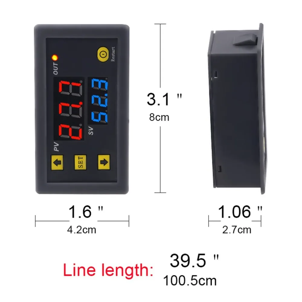 W3230 12V 24V AC110 220V зонд линии 20A цифровой контроль температуры светодиодный дисплей