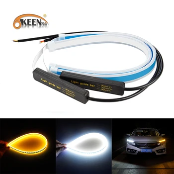 

2Pcs 30/45/60cm 12V Universal Car Led DRL Strip White LED Daytime Running Lights Headlight Yellow Trun Signal Light Waterproof