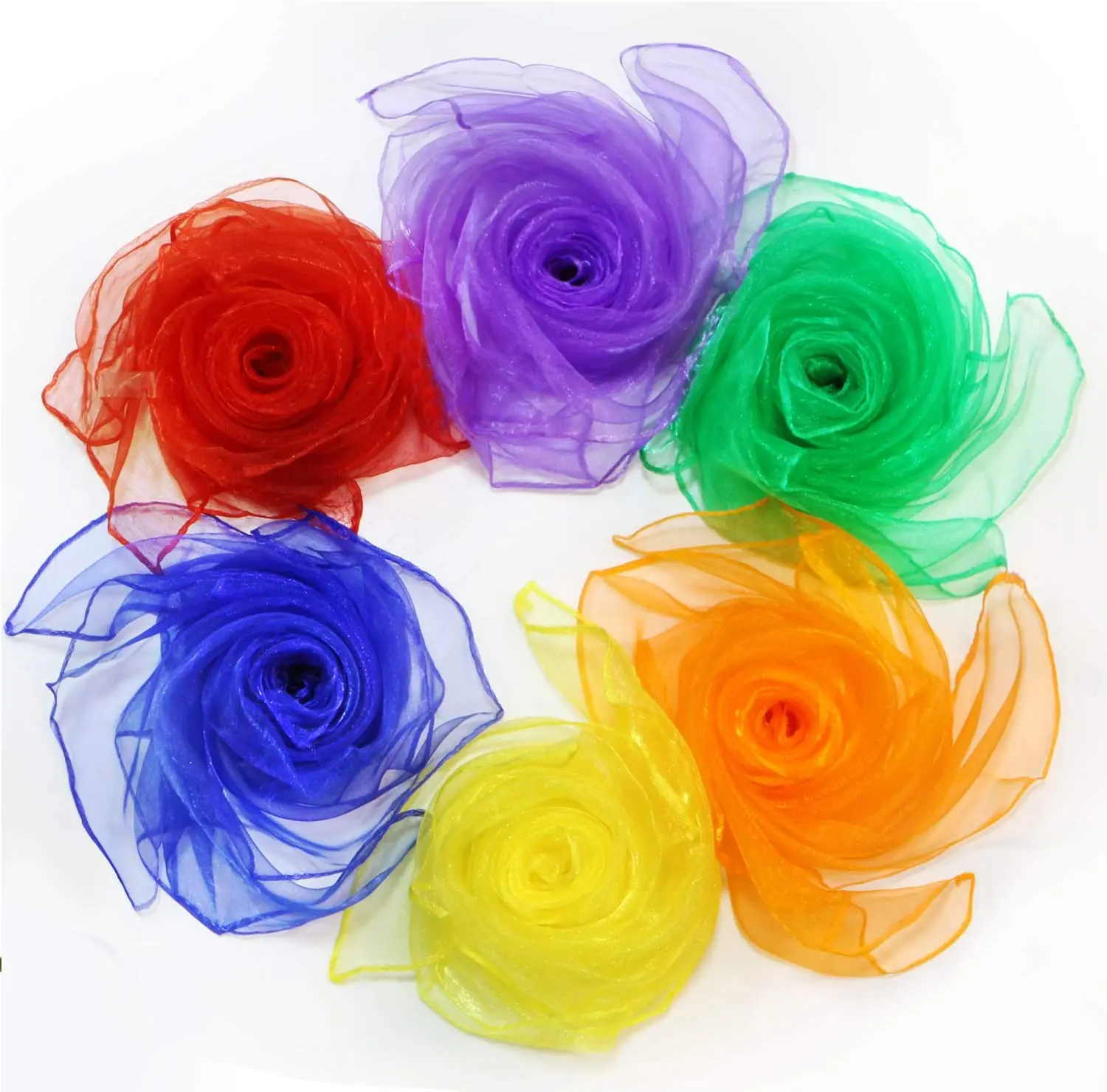 12Pcs Square Dance &amp Juggling Silk Scarves Magic Tricks Performance Props Accessories Movement Rhythm Band Scarf (6 Colors) |