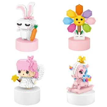 

Disney music Box Girl series building blocks Angel unicorn bunny sun flower creative Rotating music Box Toy gift