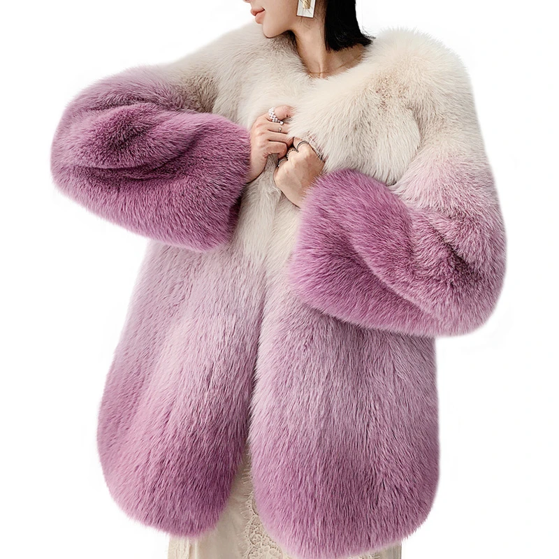 Women Warm Real Fox Fur Coat Winter Genuine Fur Jacket Fashion Outerwear Luxury Natural Fox Fur Coat Women