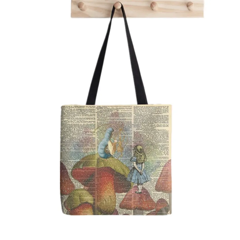 Shopper Alice I'm Not Crazy Tote Bag Painted Tote Bag women Harajuku shopper handbag girl Shoulder shopping bag Lady Canvas Bag